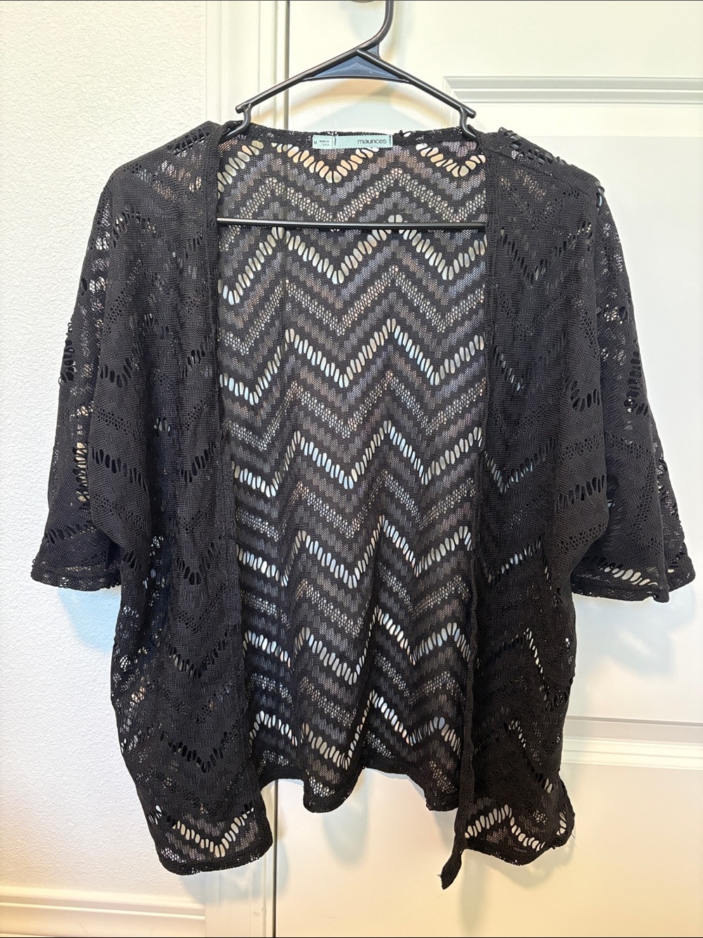 Maurices Black Open-Front Lace Cardigan